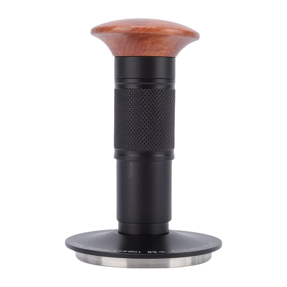 M Buder Barista 58mm Espresso Coffee Tamper Auto Rebound Spring Press with Walnut Wood Handle & Stainless Steel Flat Base Ground Coffee Tamper Tool Set, 2.3 inches / 58 mm