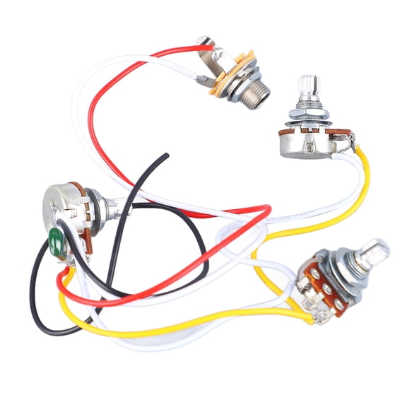 M Buder Bass Potentiometer Wiring Harness 500K Tone Volume Controller Replacement Parts Instrument Accessory with Input Jack for Electric Bass Guitar Repair and Upgrade Projects, 1 Piece