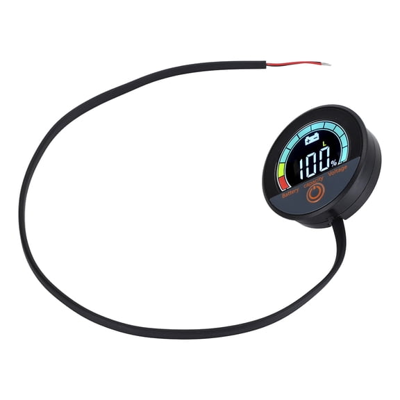M Buder Battery Capacity Voltage Meter LCD Color Display Handlebar Mount Power Monitor DC 8-100V Black