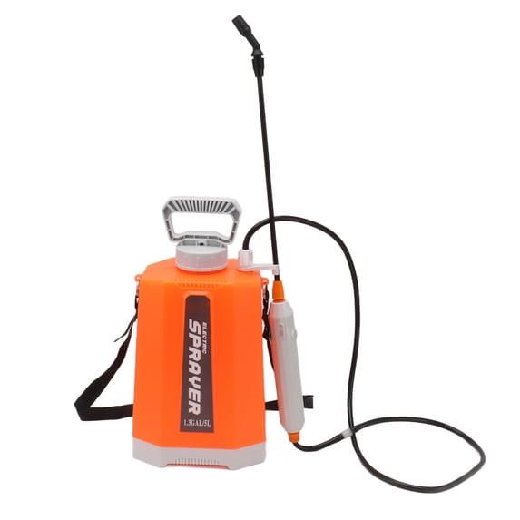 M Buder Battery Powered Sprayer with 3 Mist Nozzles Shoulder Mounted Multifunctional Electric Garden Sprayer for Watering Flowers Spraying Medicines Orange 1.3 gal / 5 L