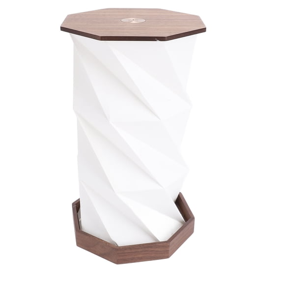 M Buder Bedside Table Lamp Dimmable Touch Control Battery Operated Night Light Rotating Foldable Paper Lantern for Home Office Bedroom Living Room Decor Wood Color 6.30 inches / 16.0 cm