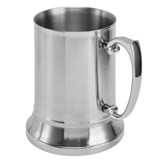 M Buder Beer Mug Double Layer Design Stainless Steel Heat Insulation Coffee Cup 450ml Small Silver
