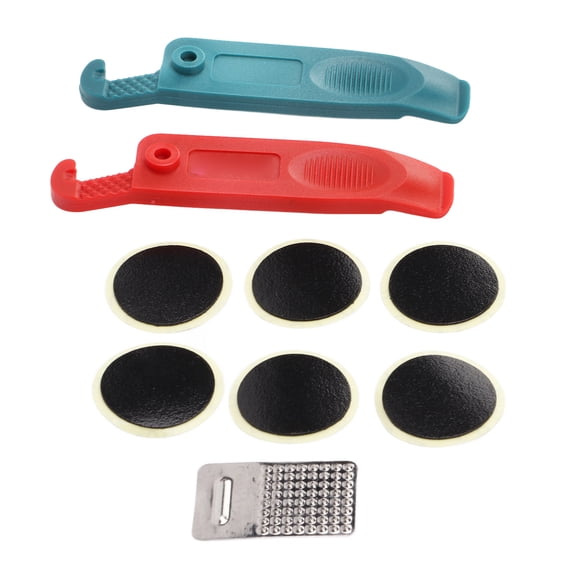 M Buder Bicycle Tire Repair Kit 11-Piece Glueless Patch Tool Set with Levers, File, and Case for Mountain Road Bikes, BMX, Cruiser, Commuter Bicycles, Quick Fix Puncture Solution, Black