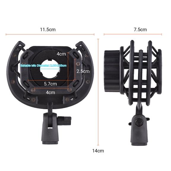 M Buder Black 180-Degree Foldable Microphone Shock Mount Suspension Holder Clip for Condenser Microphones, Anti-Vibration Noise Reduction Mic Mount for Podcasting, Streaming & Studio Recording