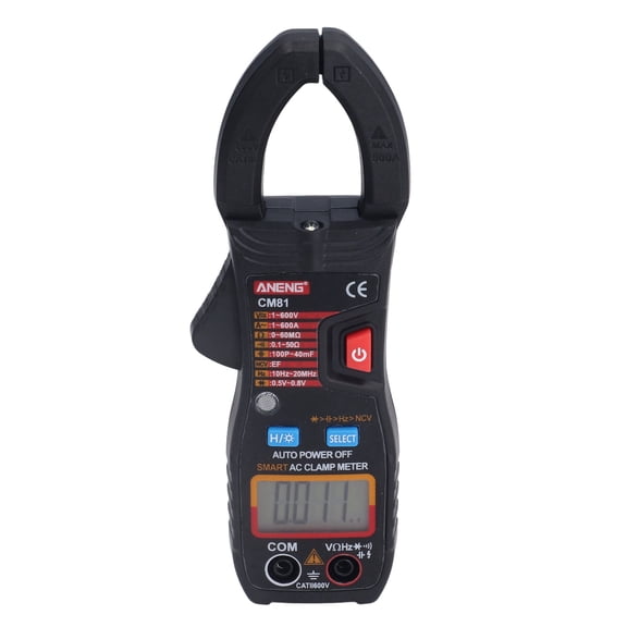 M Buder Black Digital Clamp Meter Accurate Contactless Backlight Handheld AC DC Voltage Tester for Current Resistance Capacitance 7.48 in / 19 cm