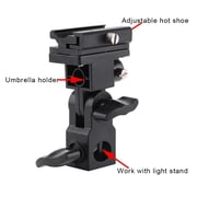 M Buder Black Hot Shoe Flash Umbrella Holder Light Stand Bracket 180 Degree Angle Adjustable Professional Photography Stand Mount Adapter for Photo Video Studio 11x9x4 inches / 27.9x22.8x10.1 cm