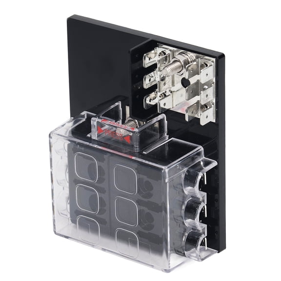 M Buder Blade Fuse Box 6 Way ATC ATO Waterproof Block Panel Board with Negative Bus 12-36VDC for Car RV Trailer Truck Van