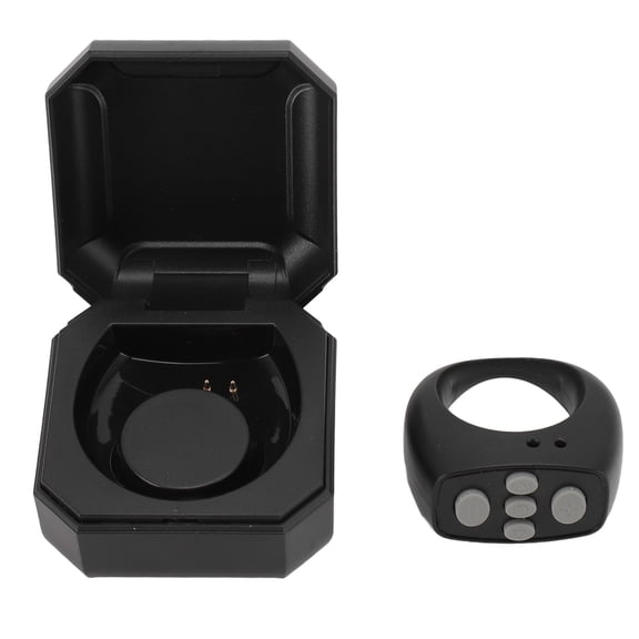 M Buder Bluetooth Remote Control Ring, Wireless Page Turner & Phone Shutter Clicker for Selfies, Video Recording, E-Books, with 200mAh Charging Case, 10M Range, Black