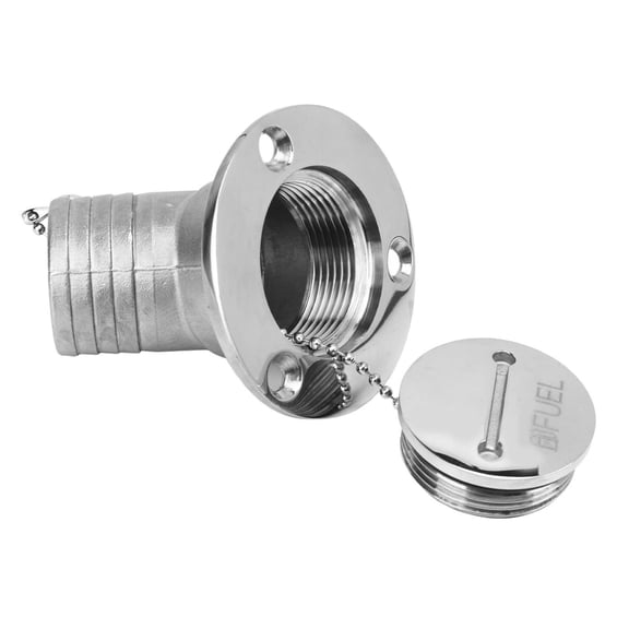 M Buder Boat Deck Filler with Key Cap 45 Degrees 1.5 inches / 38.1 mm FUEL Marine Stainless Steel Hardware for Yacht RV