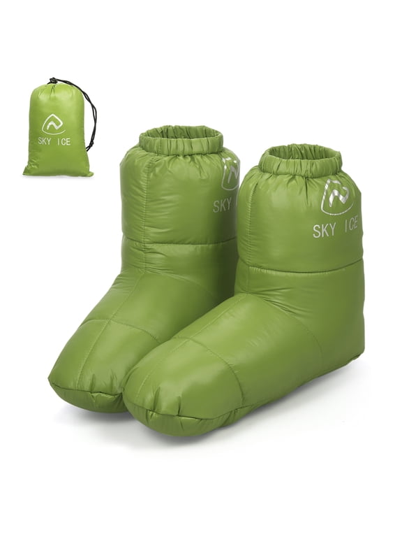 Down Booties Camping Slippers Winter Warm Duck Down Slippers Boots Indoor Outdoor Waterproof Shoes for Men Women 18 x 13 x 5 inches / 45.72 x 33.02 x 12.7 cm Gray Large Size Comfort Wear