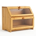 thumbnail image 1 of M Buder 2-Layer Wood Bread Box, Bamboo Bread Box for Kitchen Counters, Wooden Bread Storage Organizer with Clear Acrylic Doors, Ventilation and Flat Top, 1 of 9