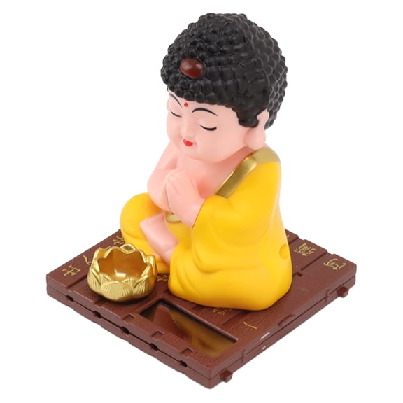 M Buder Buddha Figurine Solar Nodding Bright Colors Durable Plastic Lifelike Statue for Home Car Office, 3.7 inches / 9.5 cm