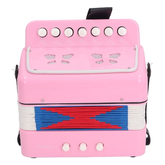 M Buder Button Accordion for Beginners 7 Keys Control 2 Bass Kids Educational Musical Instrument Stage Performance Practice, Pink (7.87 in / 20 cm)