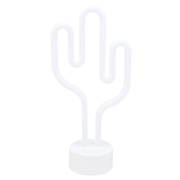 M Buder Cactus Neon Sign Light with Base, Battery Operated Green LED Night Lamp for Living Room, Bedroom & Party Decor (11.8 inches / 30 cm Height)
