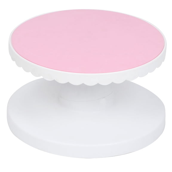 M Buder Cake Stand Turntable 9.1 Inch Rotating Base Anti-Skid Cake Decorating Table DIY Kitchen Baking Tool Pink Smooth Revolving Platform for Cake Display and Icing (9.1 in / 23.0 cm)