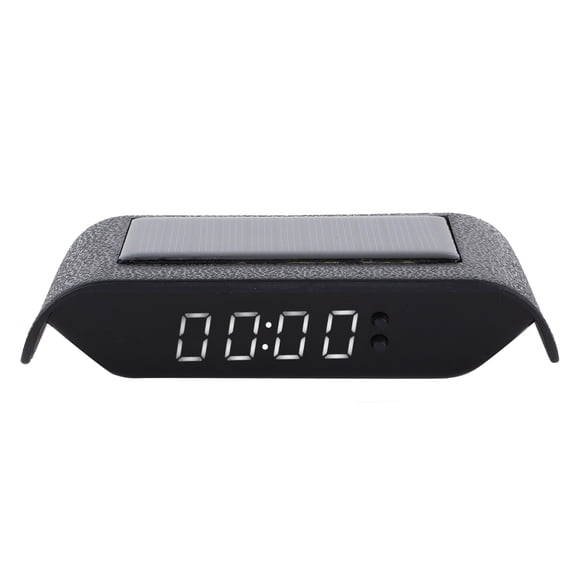 M Buder Car Digital Clock Solar Powered Time Date Temperature LCD Display Wiring Free White Light Auto Interior Accessory Universal Fit Stick-On Dashboard Watch (5.51 inches / 14 cm)