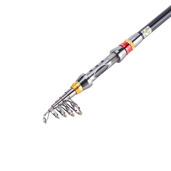 M Buder Carbon Fiber Portable Telescopic Hard Fishing Rod Pole for Freshwater & Saltwater Fishing, Fast Action, Medium Heavy Power, Black (2.1m / 6.89 ft)