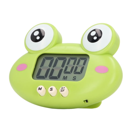 M Buder Cartoon Digital Timer ABS Portable Lightweight Simple To Use Cute Green Frog Kitchen Cooking Countdown Timer For Teachers Kids 5.9 inches / 15 cm