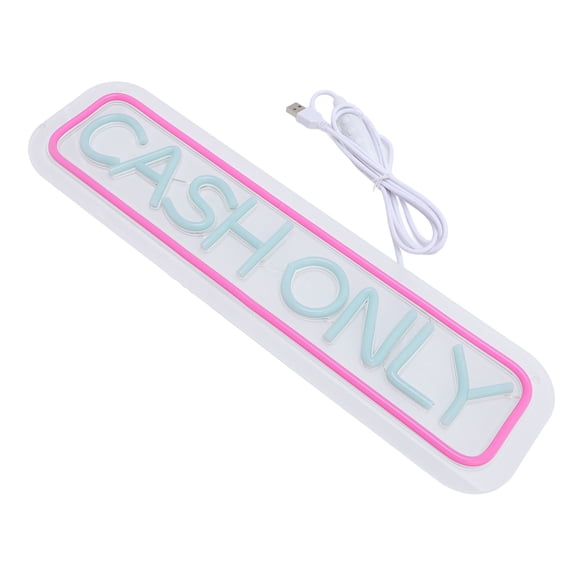 M Buder Cash Only Neon Sign, 16.5x4.3 Inches (42x11 cm) Eye Catching Commercial LED Neon Light Sign, Bright USB Powered Checkout Counter Display for Shop, Hotel, Coffee Bar, and Retail Stores