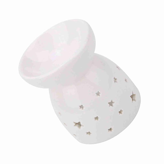 M Buder Ceramic Essential Oil Diffuser Tea Light Candle Holder, Elegant Aromatherapy Night Light Stove for Home Decor, Star Motif Pattern, 3.5 inches / 9 cm