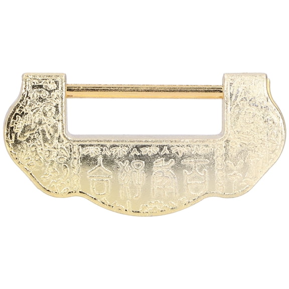 M Buder Chinese Carved Lock Set Ming Qing Dynasty Antique Brass Padlock for Cabinet Jewelry Box, Brass Color, 3.0 inches / 7.5 cm