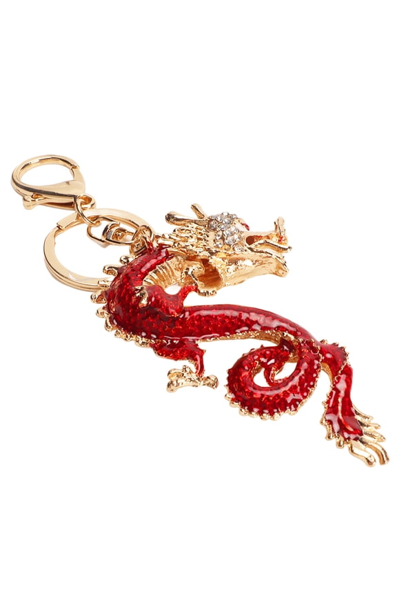 Chinese Dragon Keychain Good Luck Exquisite Bag Pendant for Car Handbag Backpack Metal Key Ring Accessory, Vintage Style Mythical Creature Charm Gift for Men and Women, 7.87 in / 20 cm