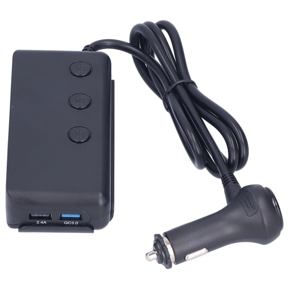 M Buder Cigarette Lighter Splitter DC Power Car Adapter with LED Voltmeter Main Switch for Phone Tablet