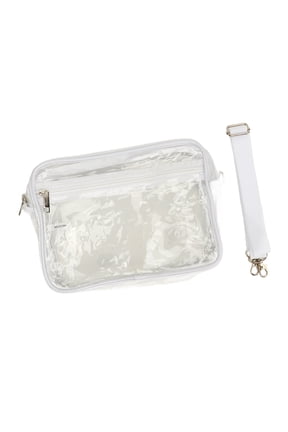 Clear Messenger Bag Waterproof PVC Shoulder Pouch with Adjustable Strap, White, 11x7x2.8 inches / 28x18x7 cm