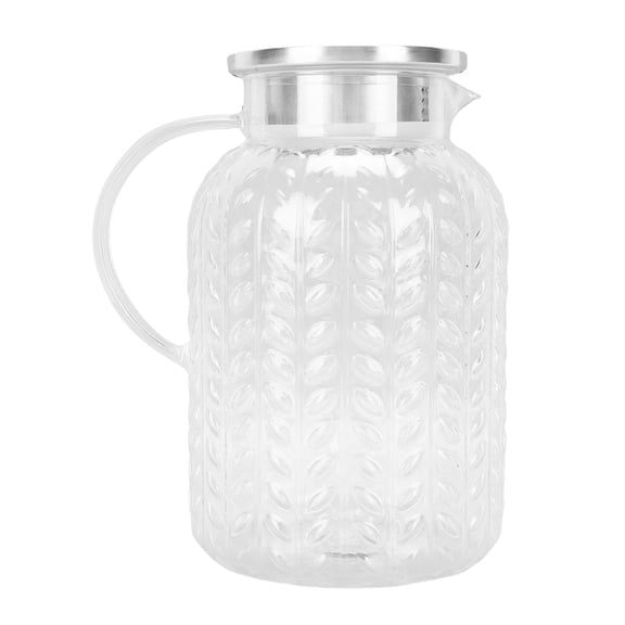 M Buder Clear Water Pitcher with Lid and Handle 1.8L (60.8 oz) Acrylic Heat Proof Leaf Pattern Iced Tea Pitcher for Coffee Beverage