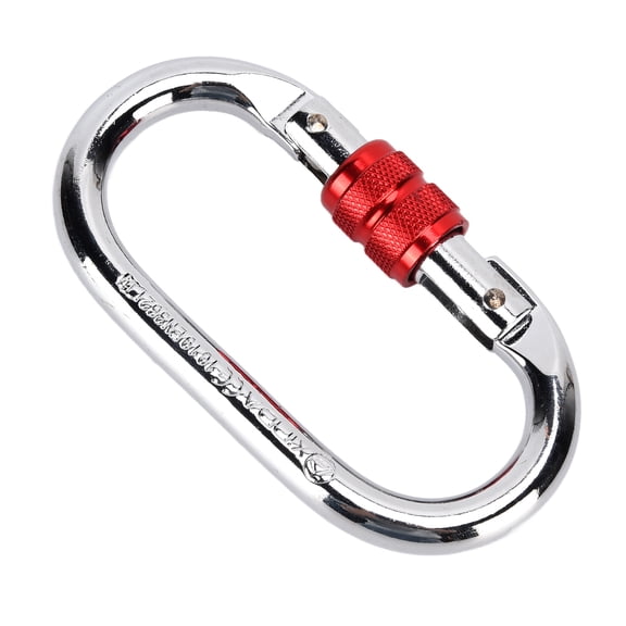 M Buder Climbing Carabiner Vertical 25KN O-Ring Spring Loaded Locking Snap Hook for Backpacking Hiking Camping, Silver Red, 4.72 inches / 12 cm, Heavy Duty Alloy Steel Outdoor Gear