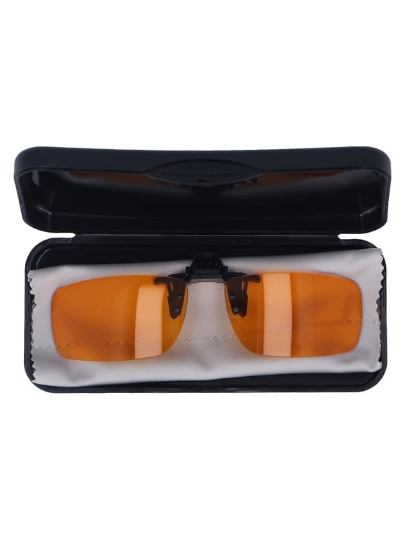 Clip On Glasses Efficient Blue Lights Blocking 180 Degree Vertical Flip Portable Orange Glasses Clip Lens for Computer Square Anti Eyestrain Lightweight Practical (15.00x7.00x3.00 in)