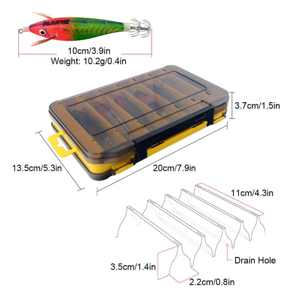 M Buder Colorful Fishing Lure Luminous Imitation Shrimp Hard Bait Prawn Lures Set with Squid Jigs and Connector Rings, 7.87 inches / 20 cm, Multi-Color