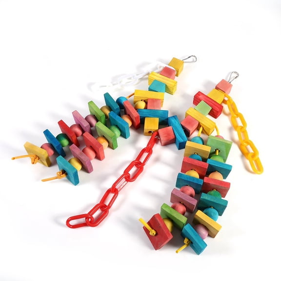 M Buder Colorful Parrot Cage Wood Chew Bite Toys Pet Bird Hanging Swing Scratcher Perch 15.75 inches / 40 cm