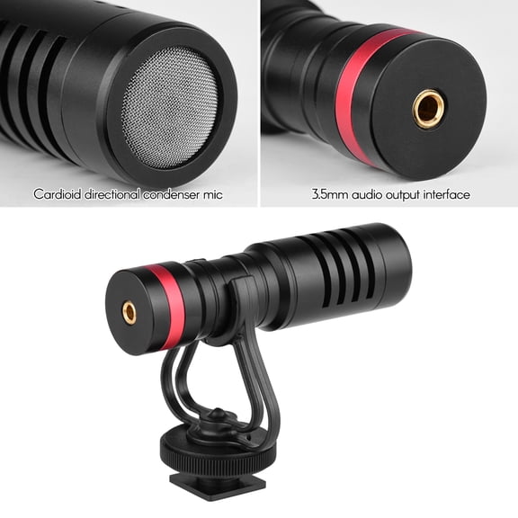 M Buder Compact Cardioid Directional Condenser Microphone Kit with Anti-Shock Mount for Camera and Smartphone