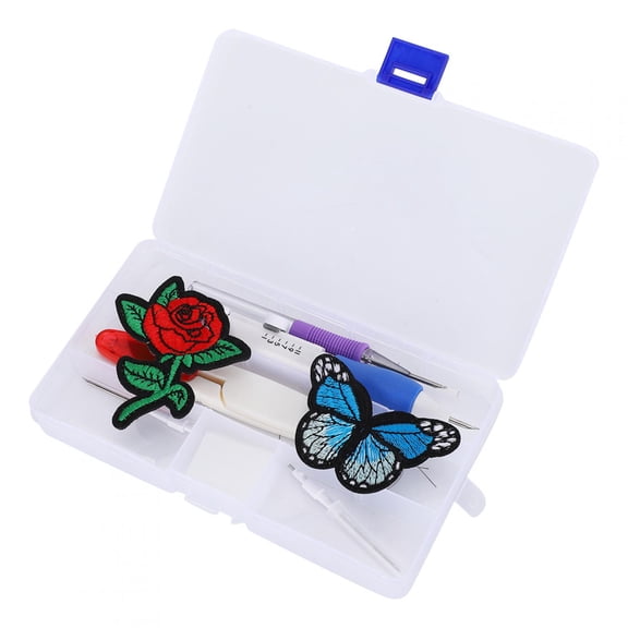 M Buder Complete Punch Needle Set Embroidery Stitching Craft Tool with TPR Handle, DIY Sewing Threading Device Kit for Beginners and Experts, 10 Pieces (6.69 inches / 17 cm)
