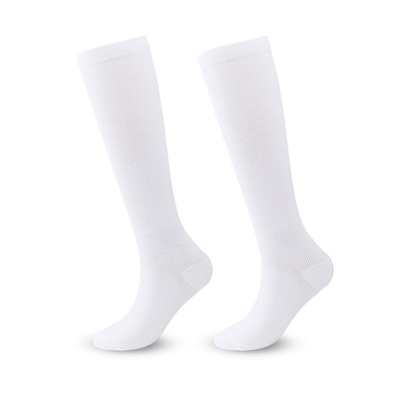 M Buder Compress Socks for Women & Men Knee High Socks Support for Running Athletic White S/M