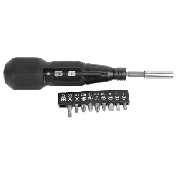 M Buder Cordless Electric Screwdriver with LED Light, 3.6V Rechargeable Power Screwdriver Set for Home and Automotive, Includes 9 Drill Bits and USB Charging Cable, Black (7.87 in / 20.0 cm)