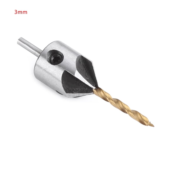 M Buder Countersink Drill Bit Carpentry Woodworking Boring Tool Round Shank With Hex Key (3mm / 0.12 inches)