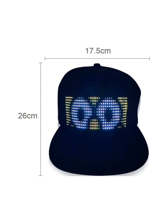 Customizable BT LED Hat, Light Up Baseball Cap for DIY Messages, 22 Animations & Music Rhythm Mode, Black (10.23 inches / 25.98 cm)[cite: 1]