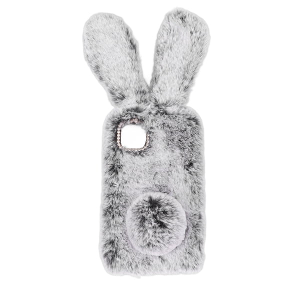 M Buder Cute Rabbit Ears Plush Phone Case Soft Gray Bunny Ears Phone Protective Back Cover Case for Iphone 11 (6.1 inches / 15.5 cm)