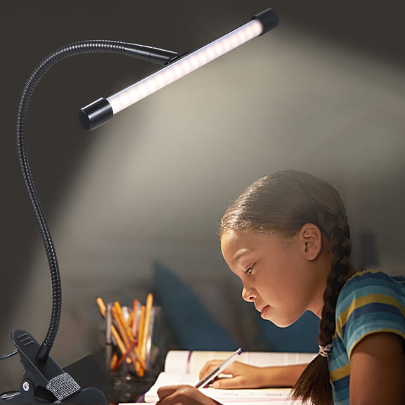 M Buder D C 5 V 7 W 36 LEDs Clamp Clip Desk Lamp Gooseneck Table Light with USB Powered Operated 3 Colors Temperature Changing 10 Levels Dimmable Brightness for Study Reading Office Bedroom Black