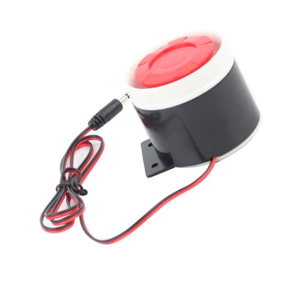 M Buder DC 12V Wired Mini Alarm Horn Home Security 110 dB Sound Alarming System for Indoor Safety Protection 1.97 inches / 5 cm Diameter Compact Red and Black Loud Siren