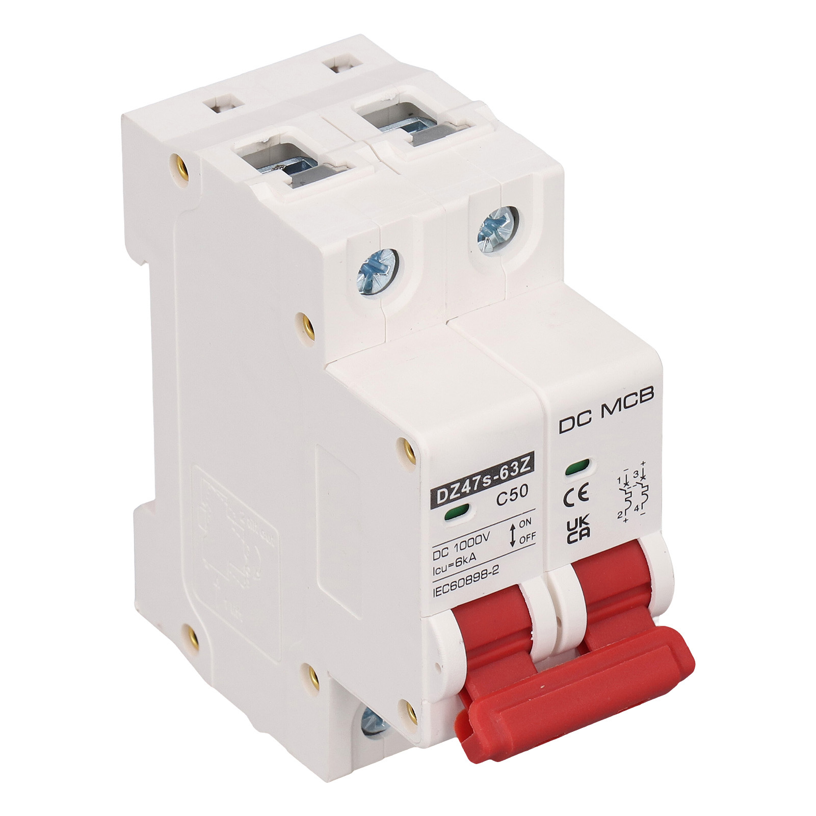 M Buder DC Miniature Circuit Breaker 2P 50A 1000V 6000A DIN Rail Mount for Solar PV System