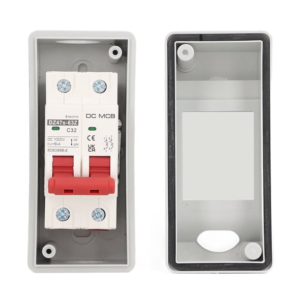 M Buder DC Miniature Circuit Breaker 2P IP65 Waterproof Transparent Cover 32A PV Circuit Breaker for RV 1000V / 25.4 cm Heavy Duty Outdoor Solar Electric Disconnect Protection Switch Box