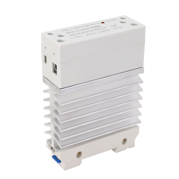 M Buder DIN Rail Solid State Relay DC 3-32VDC Input 5-220VDC Output Single Phase SSR Module with Integrated Heat Sink 100A 4.72x3.54x1.57 Inches / 12x9x4 cm Relay
