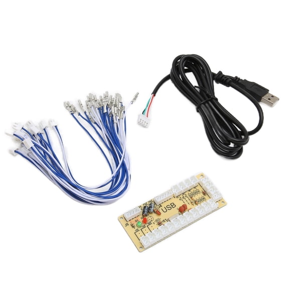 M Buder No Delay Arcade USB Encoder Board for PC, Mac, Raspberry Pi 1 2 3 RetroPie DIY Projects, Zero Delay Joystick Controller Replacement Kit with Cables and Wires