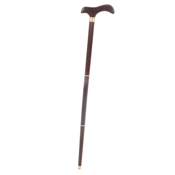 M Buder Detachable Wenge Wood Walking Stick for Elderly Men and Women, Elegant Ergonomic 3-Section Cane for Rehabilitation and Everyday Stroll, 34.6 Inches / 88 cm Length with Storage Bag, Brown