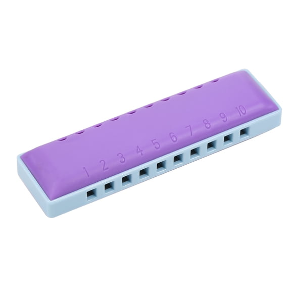 M Buder Diatonic Blues Harmonica 10 Holes 20 Tones Key of C Musical Instrument with Eco-Friendly Resin Shell Copper Reed for Kids Adults and Beginners, Transparent Box Included, Purple Color