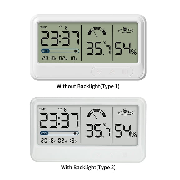 M Buder Digital Hygrometer Indoor Thermometer with LCD Display Time Date Alarm Clock Professional Grade Electronic Temperature Humidity Gauge Bracket for Greenhouse Garden Cellar office, 5.7 inches