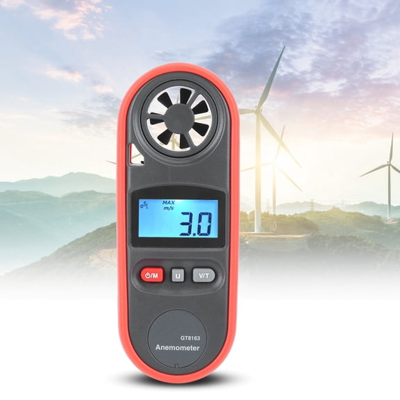 M Buder Digital Portable Handheld Anemometer Wind Speed Gauge Temperature Meter Thermometer for Weather Data Collection LCD Display 4.9 inches / 12.4 cm Black